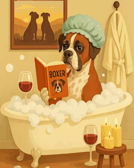 Boxer taking a bath paint by number Boxer Taking A Bath Paint By Numbers