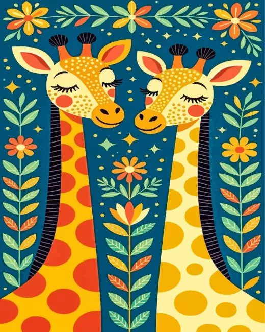 Giraffes paint by number Whimsical Giraffes Paint By Numbers