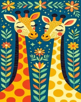 Whimsical Giraffes Paint By Numbers