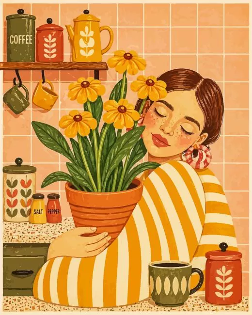 Girl and Flowers art paint by numbers Girl And Flowers Art Paint By Numbers