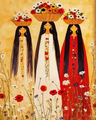 Ladies With Long Hair Paint By Numbers 
