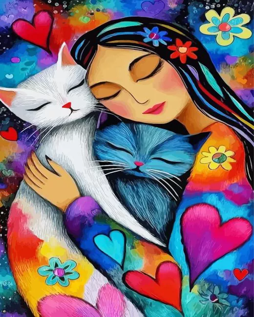 Lady and cats paint by numbers Lady And Cats Paint By Numbers