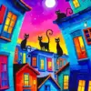 Black Whimsical Cat Paint By Numbers