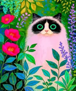 Cat And Flowers Paint By Numbers
