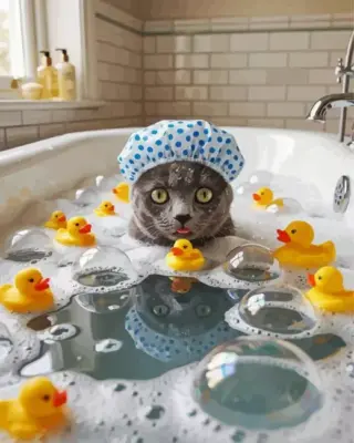 Cat Bathing Paint By Numbers
