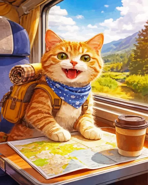 cat on a trip paint by number Cat On A Trip Paint By Numbers
