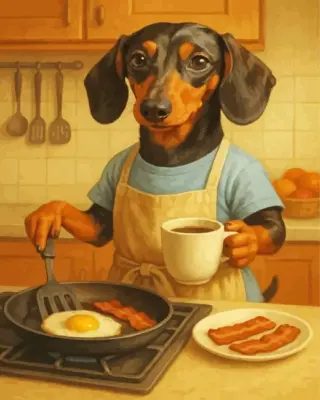 Dog Making Breakfast Paint By Numbers 