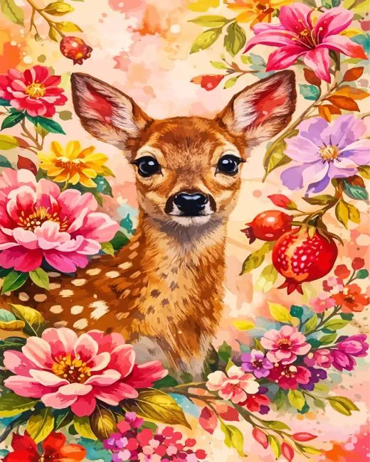 floral deer paint by numbers Floral Deer Paint By Numbers