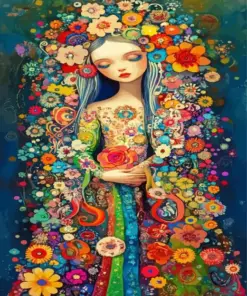 Floral Girl Art Paint By Numbers