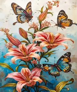 Flowers And Butterflies Paint By Numbers