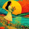 Girl And Flowers Paint By Numbers