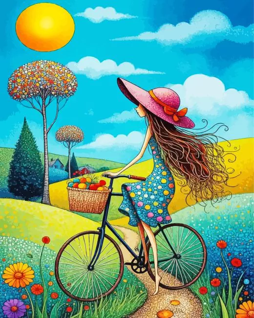 girl biking paint by number Girl Biking Paint By Numbers