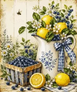 Lemons And Blueberries Paint By Numbers