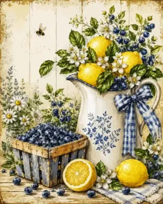Lemons And Blueberries Paint By Numbers 